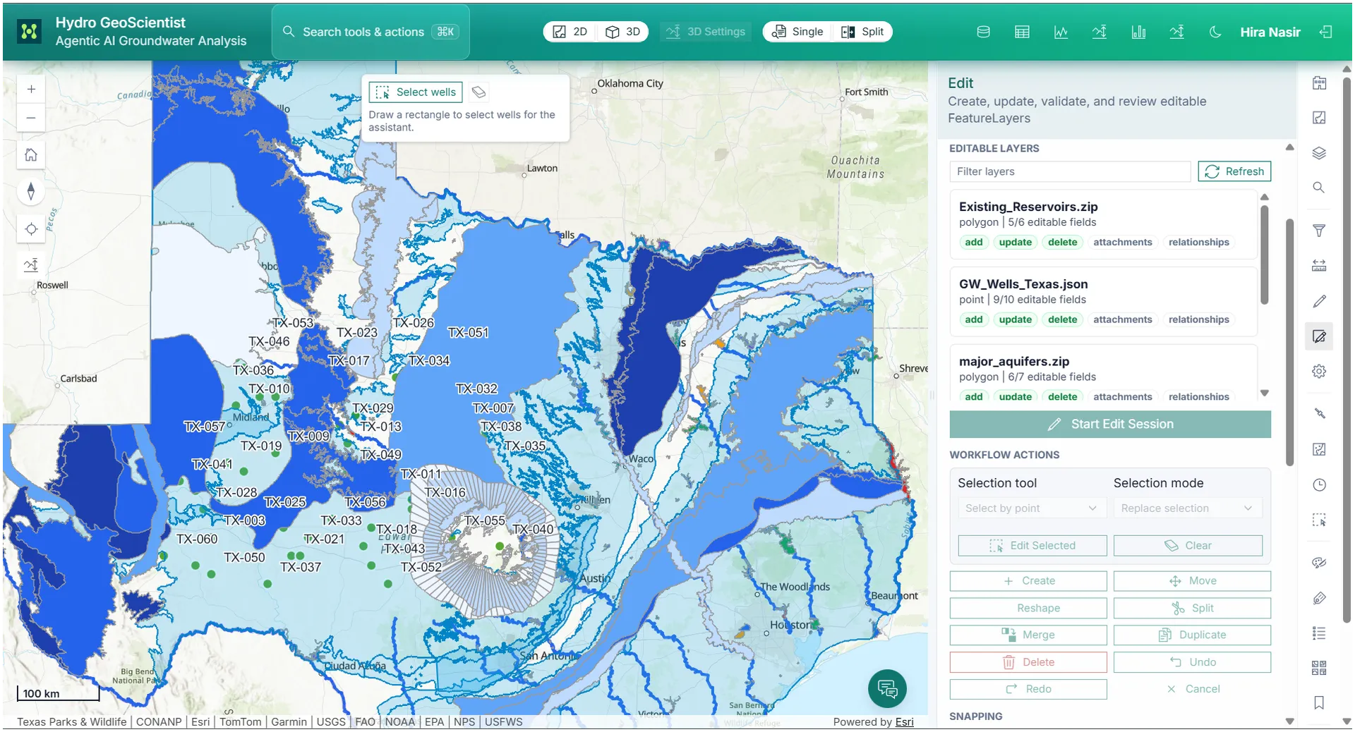 Data editing view in the GIS application.